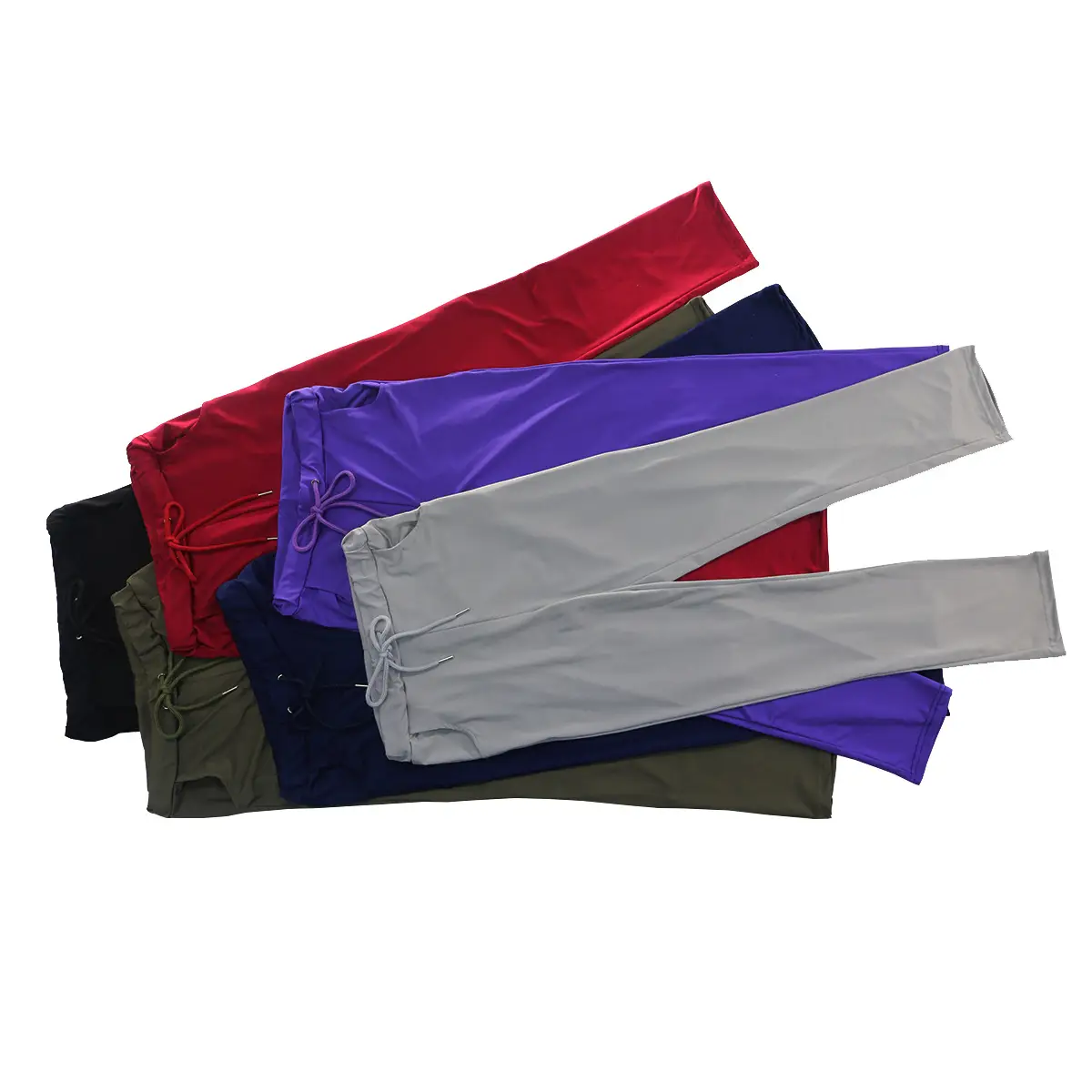 Women's Navy Silk Yoga Pants Drawstring Waist - Image 10
