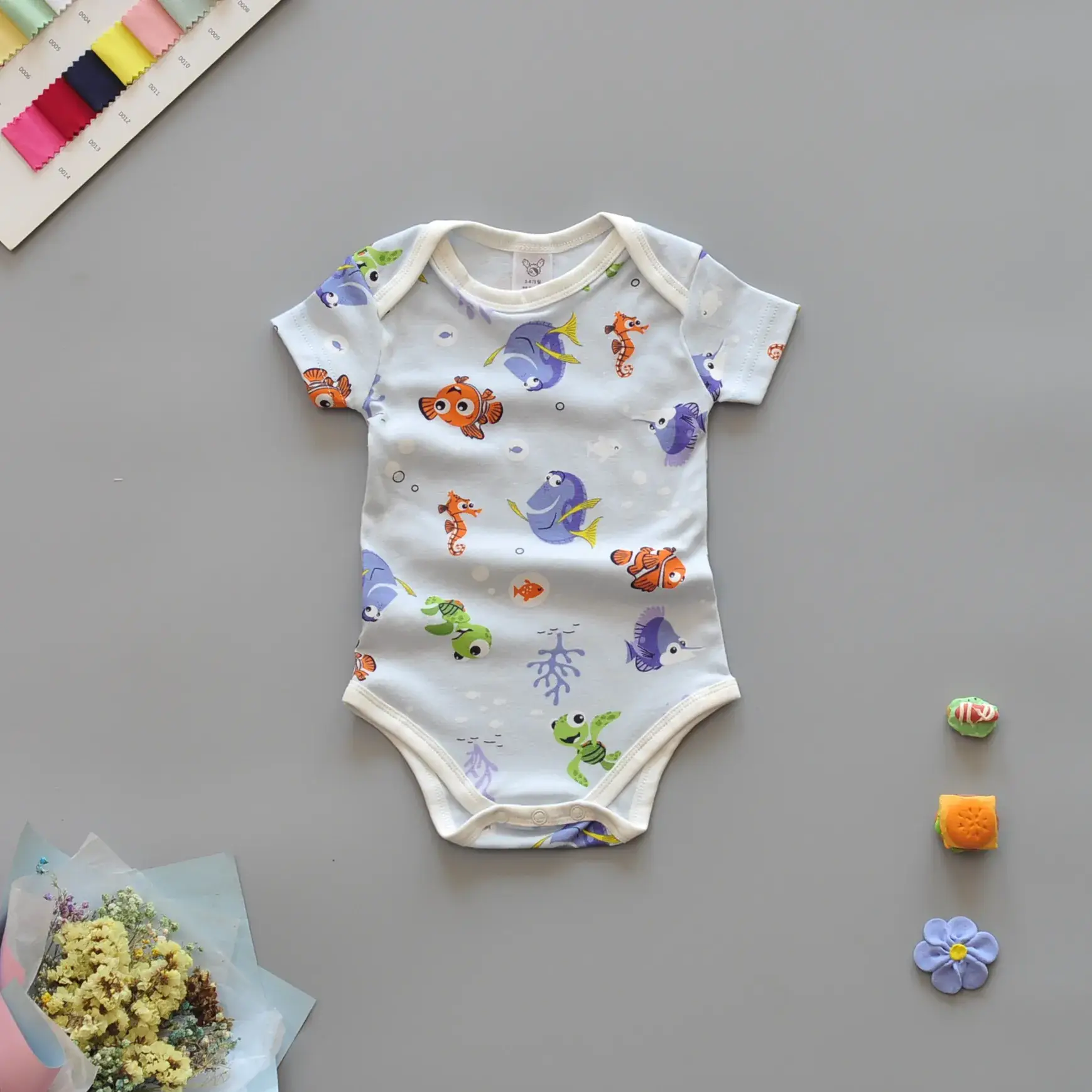Baby Boy Cotton Footed Jumpsuit Short Sleeve Triangle Romper Spring Autumn Newborn Crawling Suit - Image 2