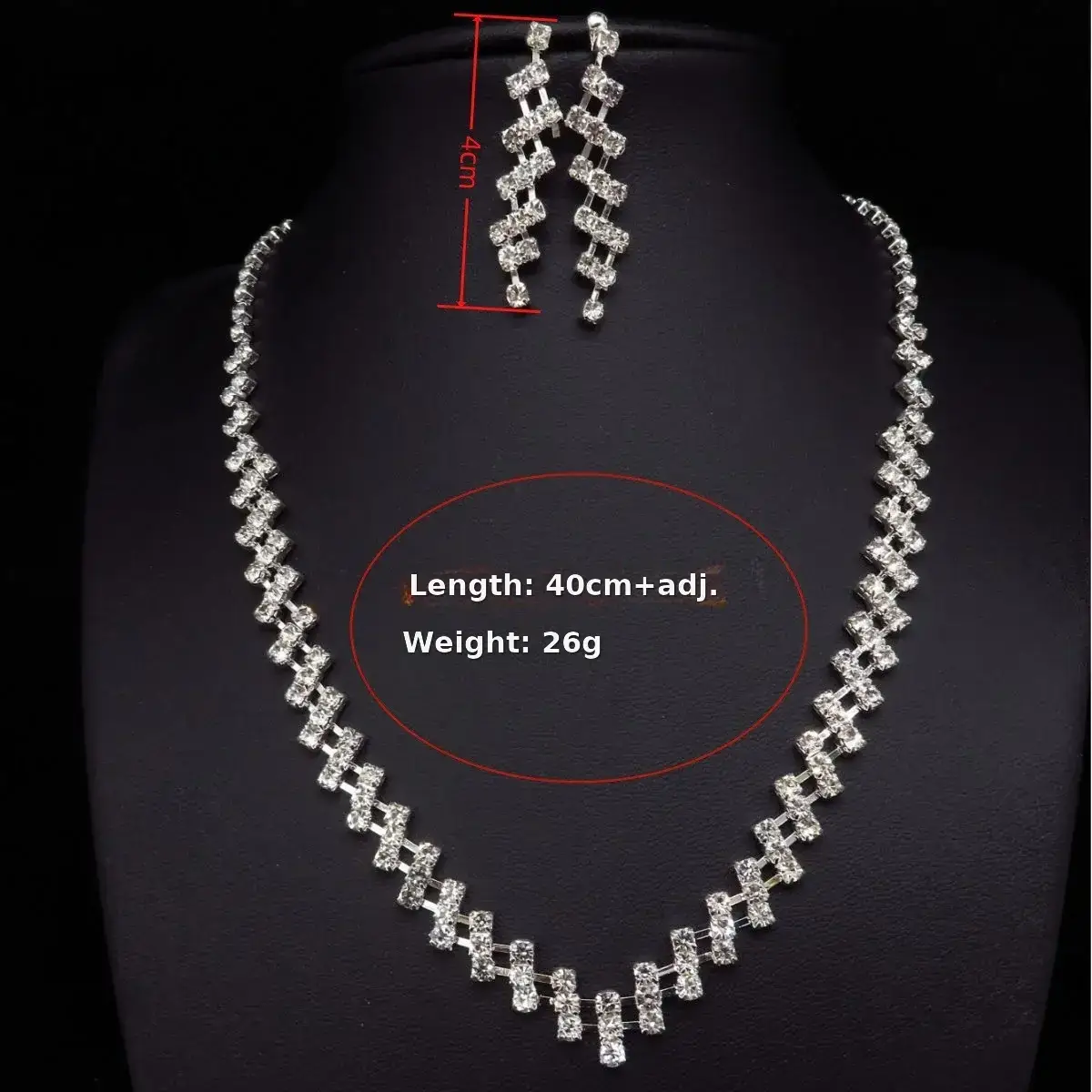 Silver Plated Rhinestone Crossbody Necklace 40cm Adjustable — feature 4