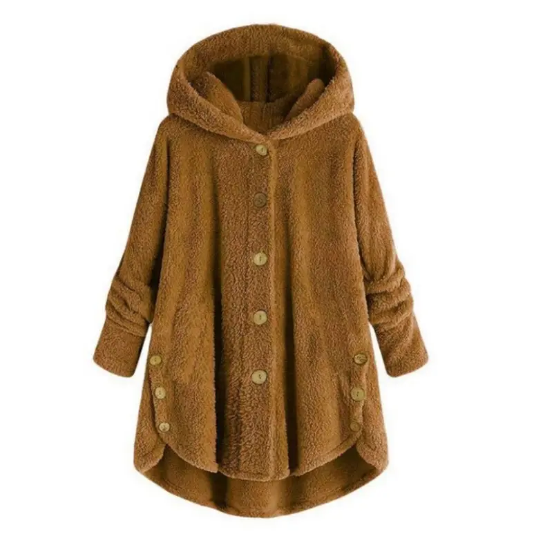 Women's Leopard Print Hooded Jacket Brown Button Front - Image 14