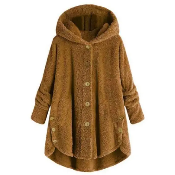 Women's Leopard Print Hooded Jacket Brown Button Front - Image 5
