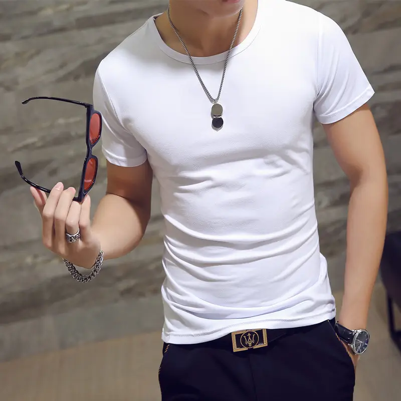 Men V-Neck Slim Fit T-Shirt Grey - Image 24
