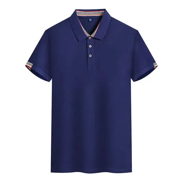 Men Light Blue Polo Shirt Short Sleeve Lapel - Image 10