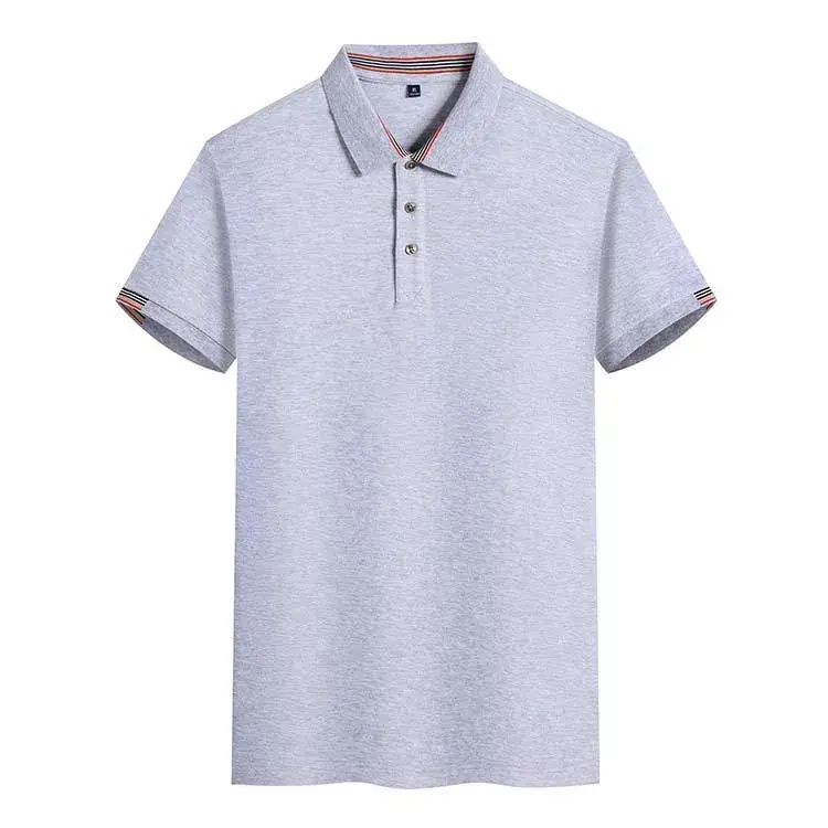 Men Light Blue Polo Shirt Short Sleeve Lapel - Image 12