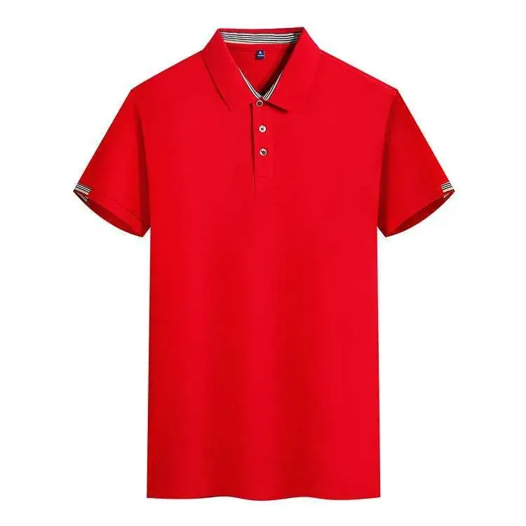 Men Light Blue Polo Shirt Short Sleeve Lapel - Image 2