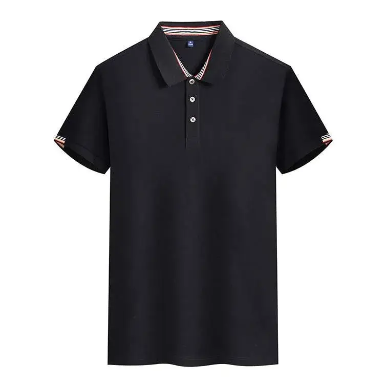 Men Light Blue Polo Shirt Short Sleeve Lapel - Image 3