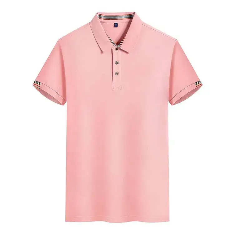 Men Light Blue Polo Shirt Short Sleeve Lapel - Image 6