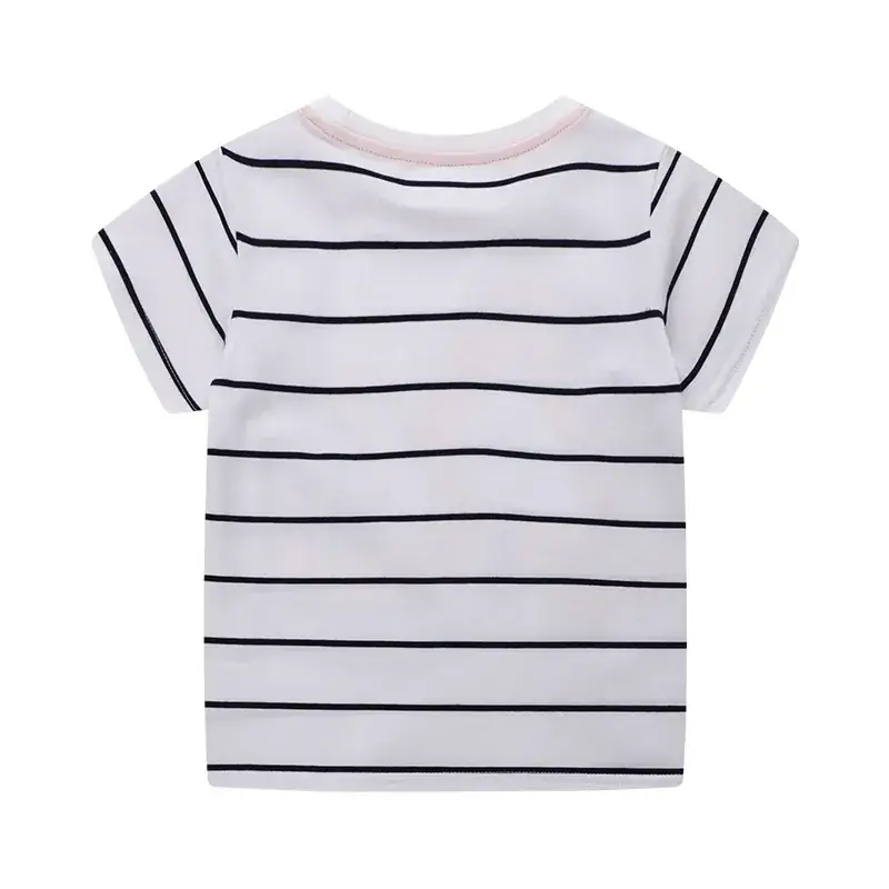 Boys Striped Short Sleeve Shirt Cartoon Engine Design - Image 5