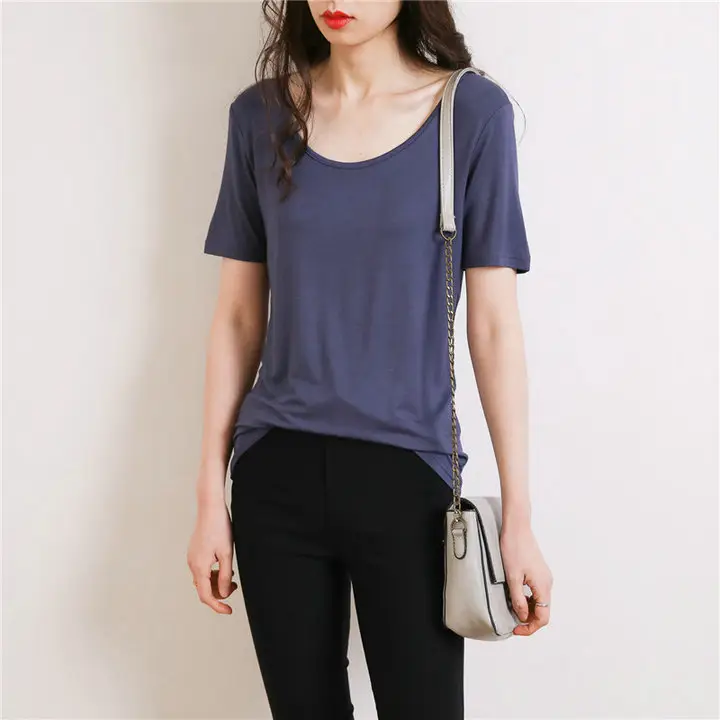 Women's Pink Back Hollow Crossback T-Shirt - Image 11