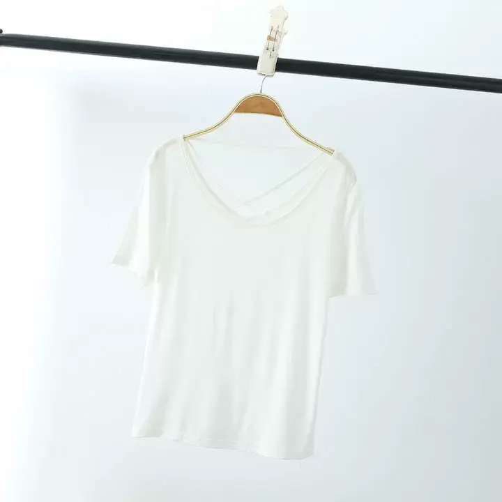 Women's Pink Back Hollow Crossback T-Shirt — feature 25