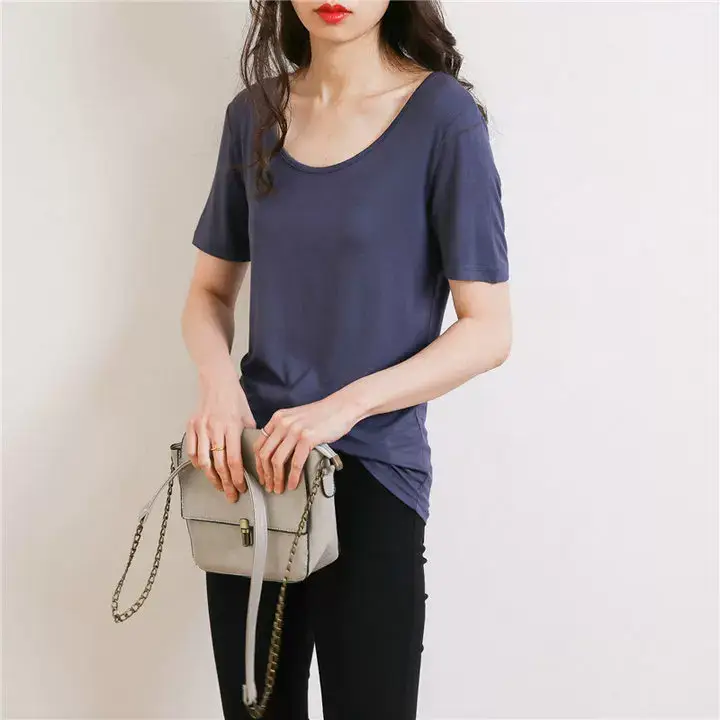 Women's Pink Back Hollow Crossback T-Shirt — feature 7