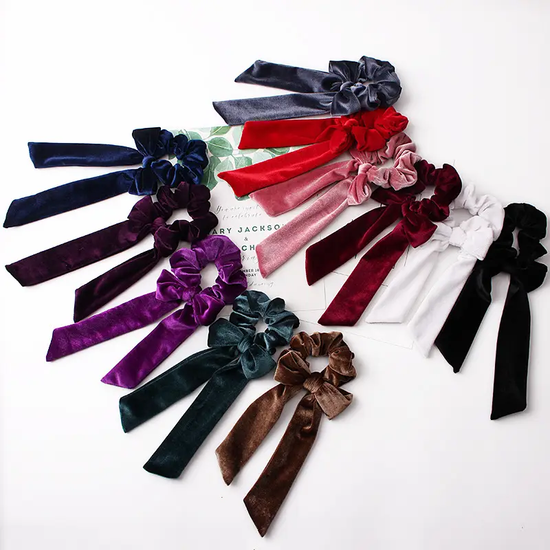 Black Velvet Bow Hair Ring for Women - Image 12