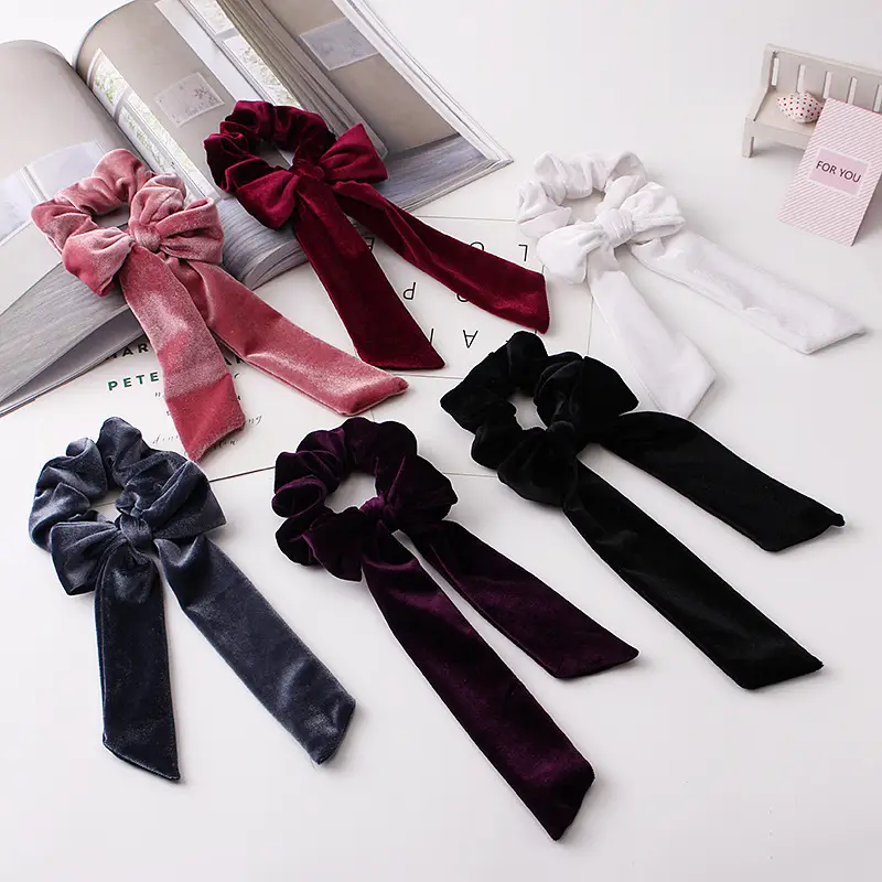 Black Velvet Bow Hair Ring for Women - Image 13
