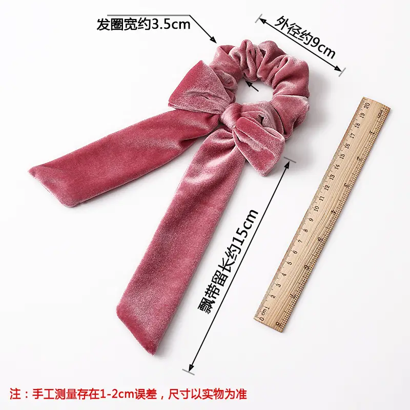 Black Velvet Bow Hair Ring for Women - Image 14
