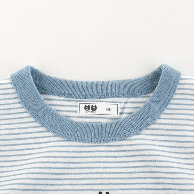 Kids Red Striped T-Shirt Short Sleeve Round Neck - Image 3