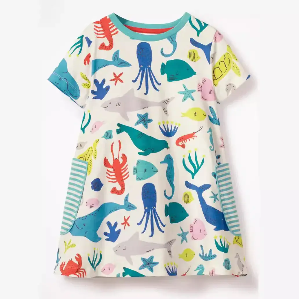 Summer Cartoon Girls Dress for Girls Short Sleeve - Image 2
