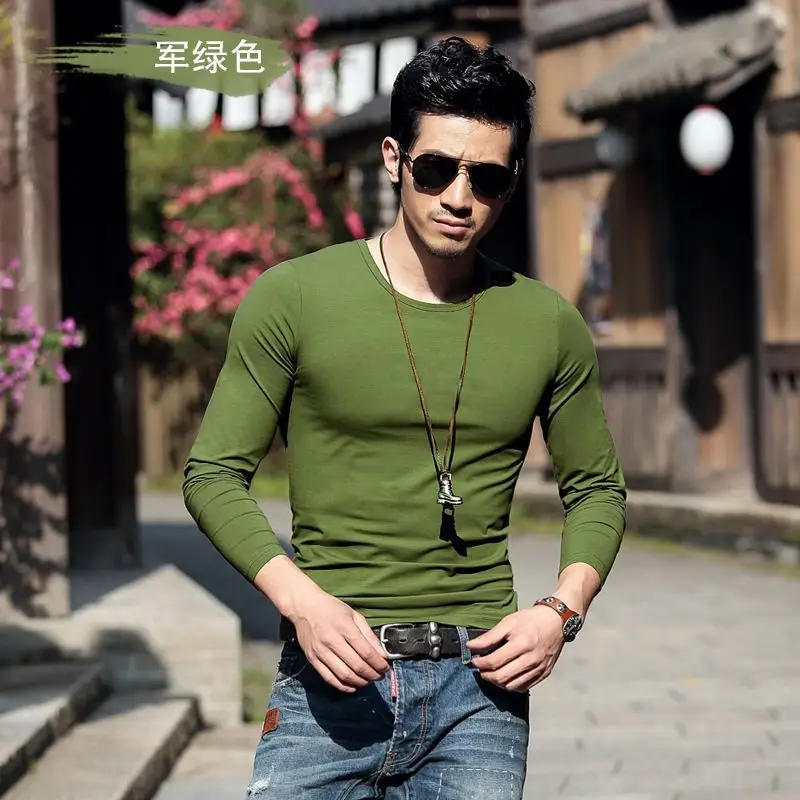Men's 19" Long Sleeve Military T-Shirt Grey Slim Fit - Image 13