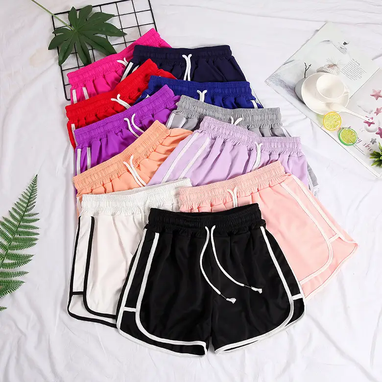 Women's Orange Elastic Waist Sports Shorts - Image 9