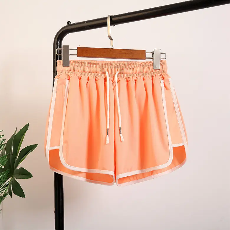 Women's Orange Elastic Waist Sports Shorts - Image 10