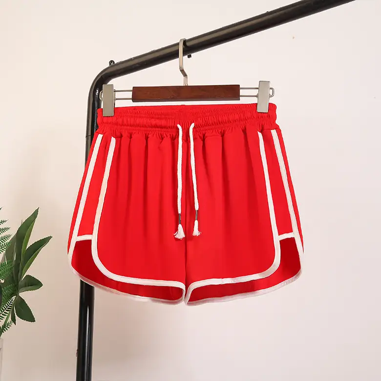 Women's Orange Elastic Waist Sports Shorts - Image 2