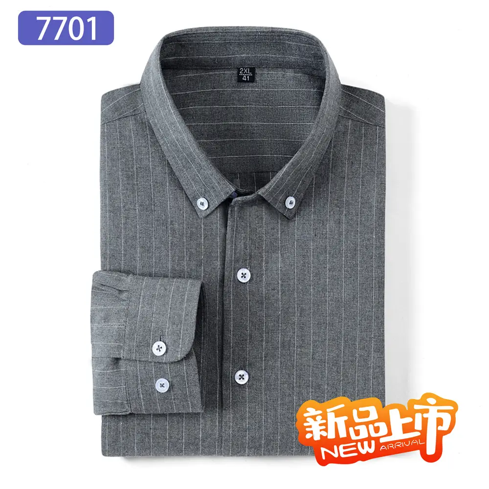 Men's Plaid Long Sleeve Shirt Blue Brown Grid Large - Image 19