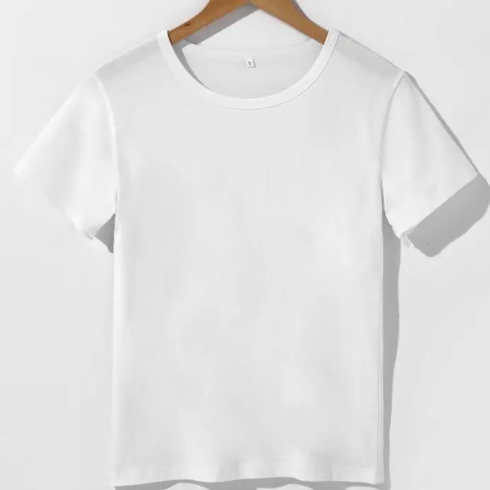 White Plain T-Shirt Men Women Round Neck Short Sleeve - Image 2
