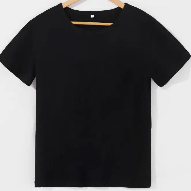 White Plain T-Shirt Men Women Round Neck Short Sleeve - Image 3