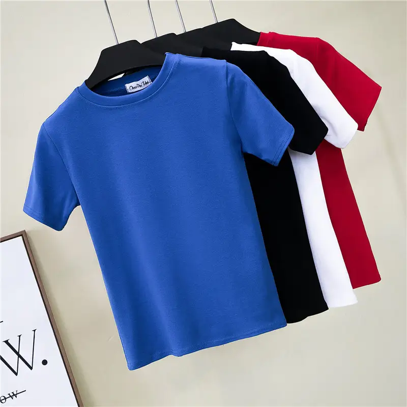Women Blue Slimming T-Shirt Short Sleeve - Image 4