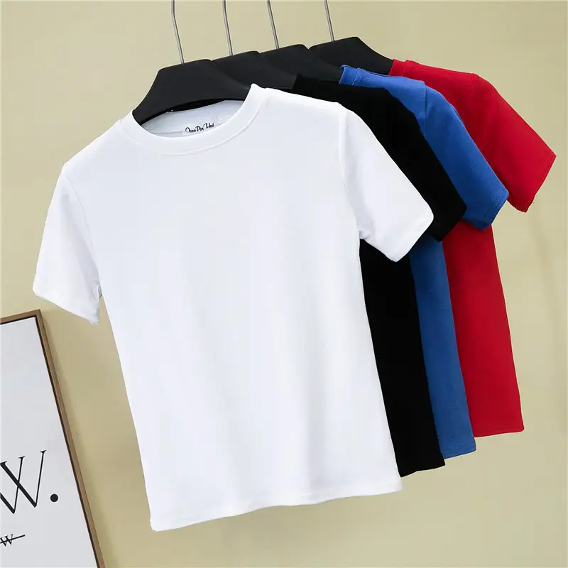 Women Blue Slimming T-Shirt Short Sleeve - Image 5
