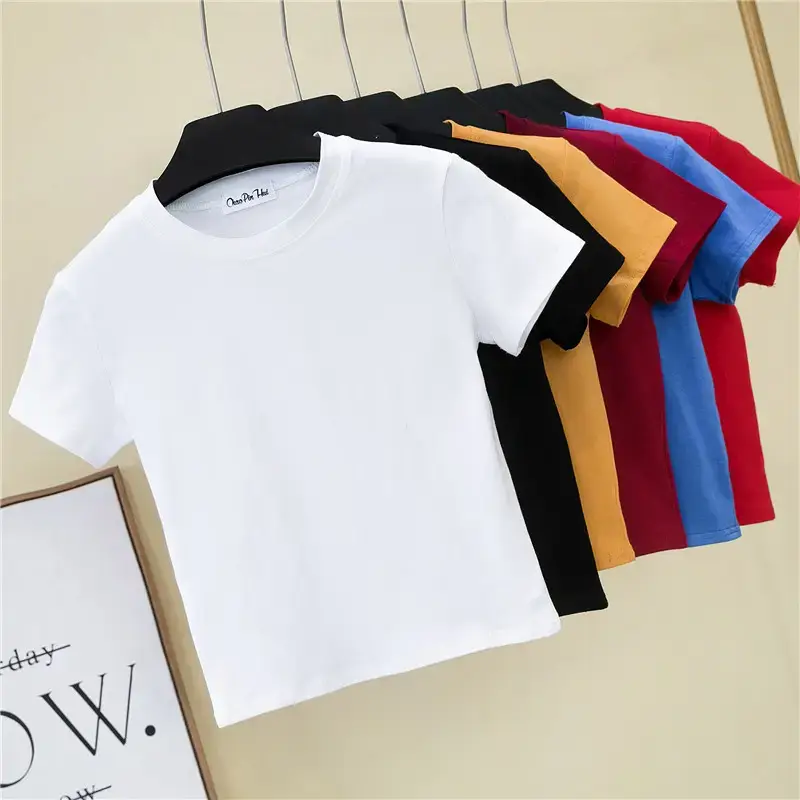 Women Black Navel Baring T-Shirt Summer Tight Fit - Image 11