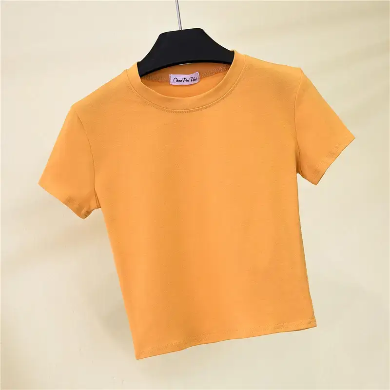 Women Black Navel Baring T-Shirt Summer Tight Fit - Image 13
