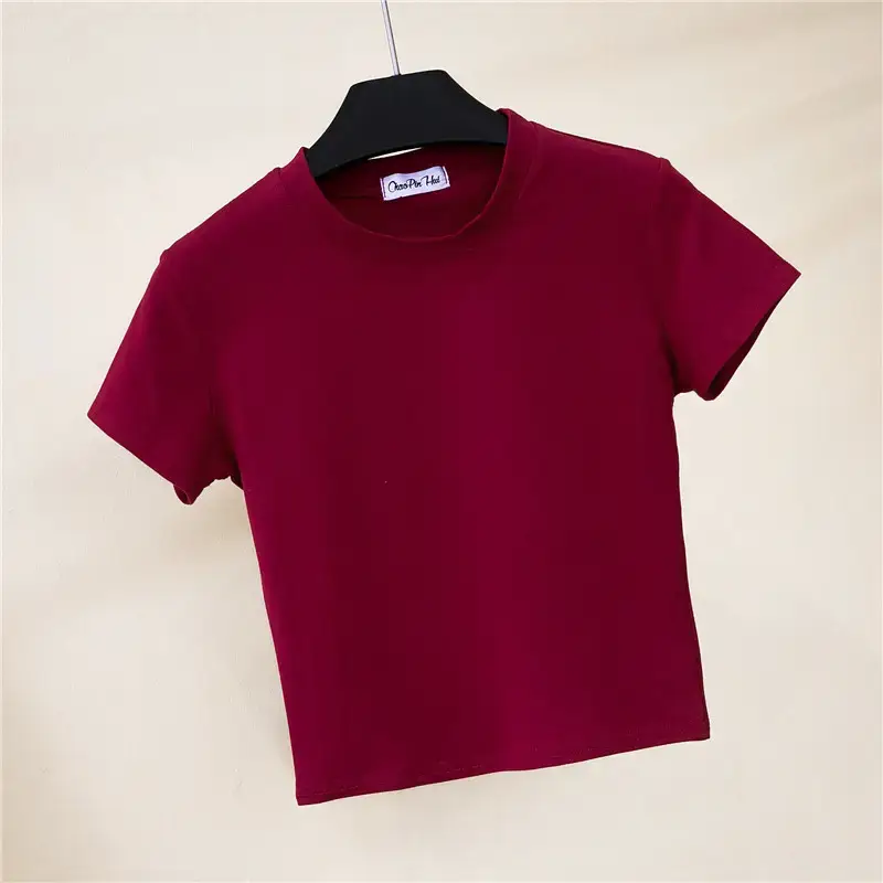 Women Black Navel Baring T-Shirt Summer Tight Fit - Image 6