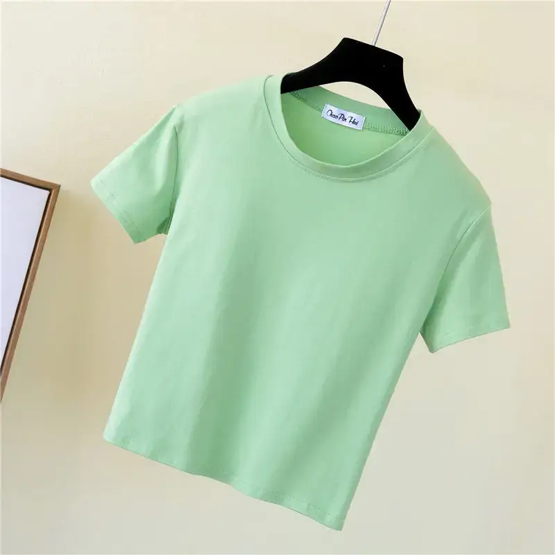Women Black Navel Baring T-Shirt Summer Tight Fit - Image 7