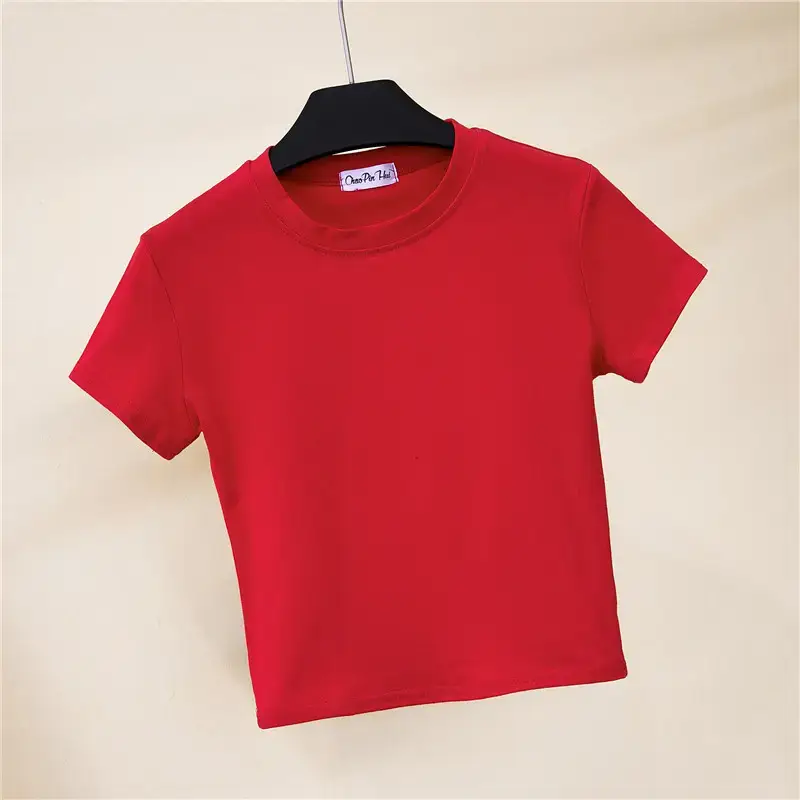 Women Black Navel Baring T-Shirt Summer Tight Fit - Image 2