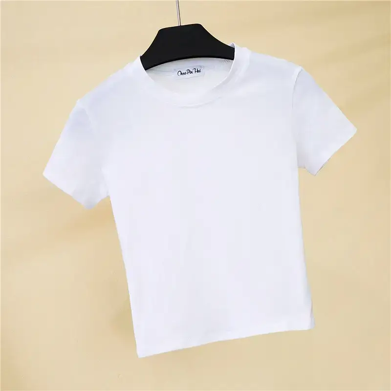 Women Black Navel Baring T-Shirt Summer Tight Fit - Image 3