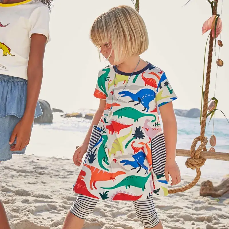 Spring Cartoon Girls Cotton Dress Short Sleeve - Image 2