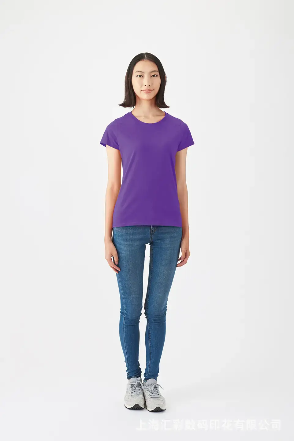 Women Purple T-Shirt Silk Screen Processing