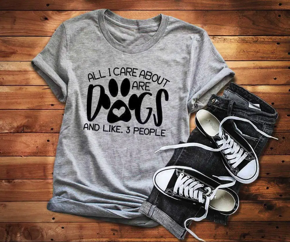 Red T-Shirt for Dogs All I care about are dogs letters - Image 3