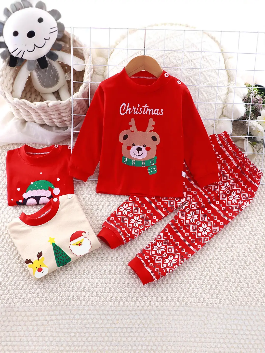 Children's Underwear Set Pure Cotton New Boys Autumn Pajamas Female Baby Autumn Clothes Autumn Pants Home Clothes Children's Clothing Wholesale