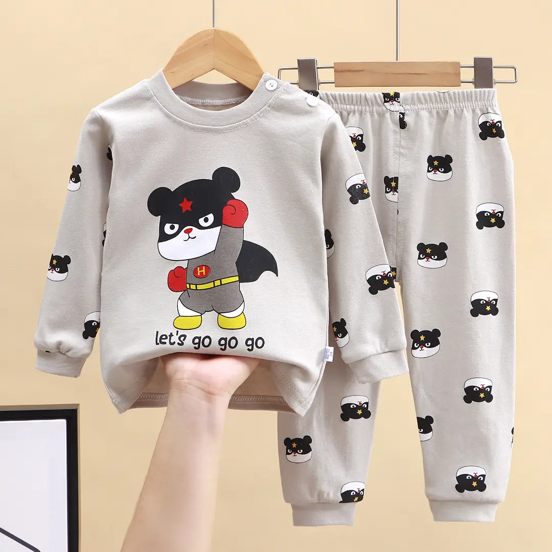 Children's Underwear Set Pure Cotton New Boys Autumn Pajamas Female Baby Autumn Clothes Autumn Pants Home Clothes Children's Clothing Wholesale