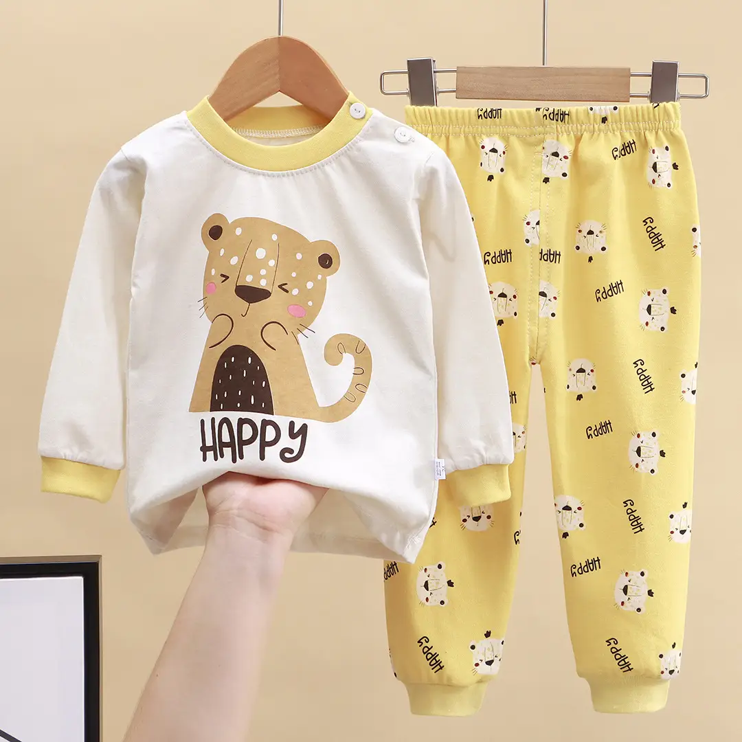 Children's Underwear Set Pure Cotton New Boys Autumn Pajamas Female Baby Autumn Clothes Autumn Pants Home Clothes Children's Clothing Wholesale