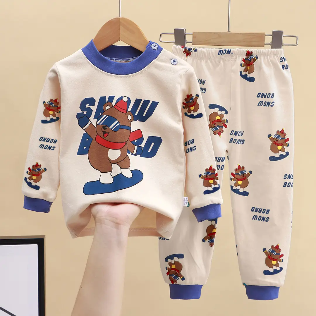Children's Underwear Set Pure Cotton New Boys Autumn Pajamas Female Baby Autumn Clothes Autumn Pants Home Clothes Children's Clothing Wholesale