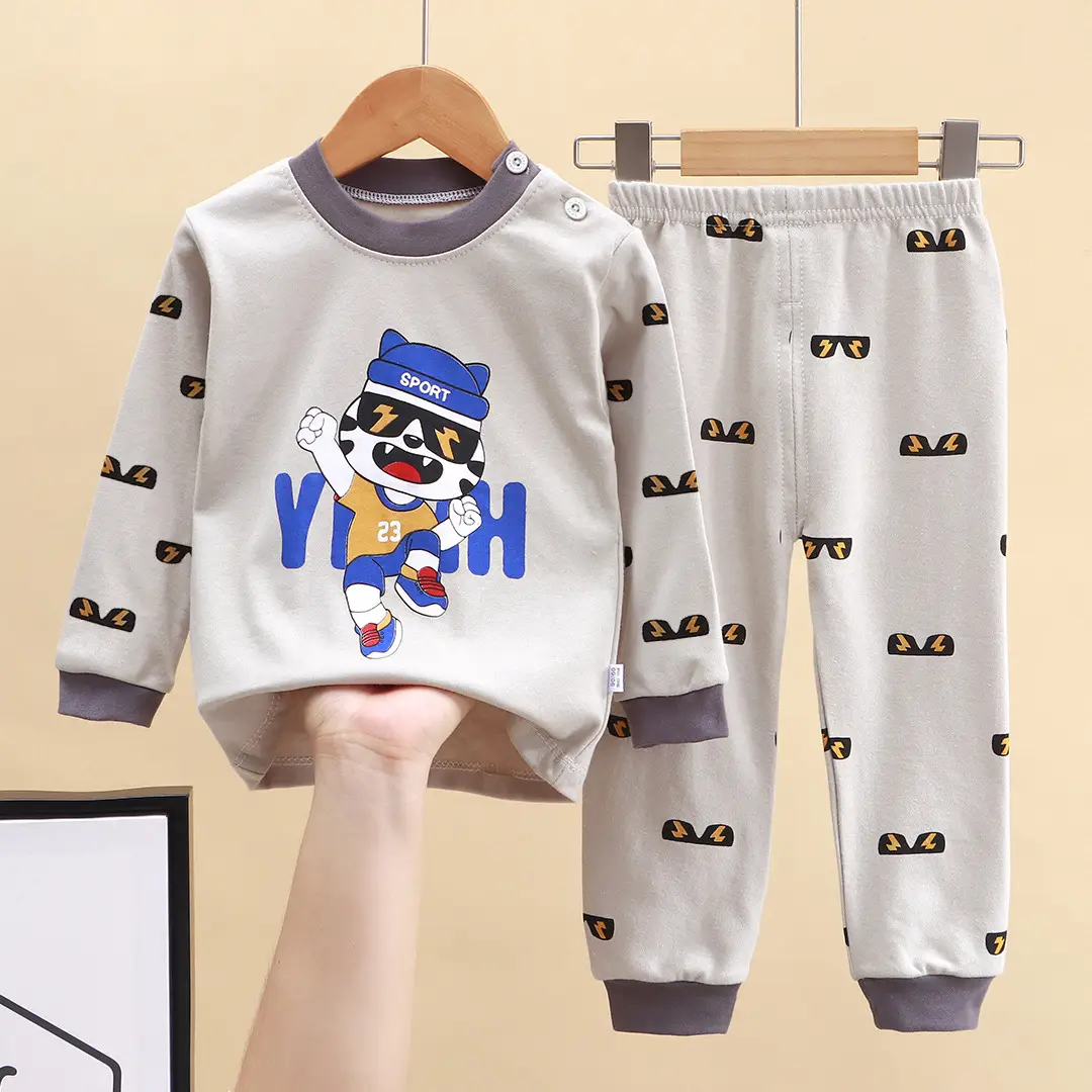 Children's Underwear Set Pure Cotton New Boys Autumn Pajamas Female Baby Autumn Clothes Autumn Pants Home Clothes Children's Clothing Wholesale