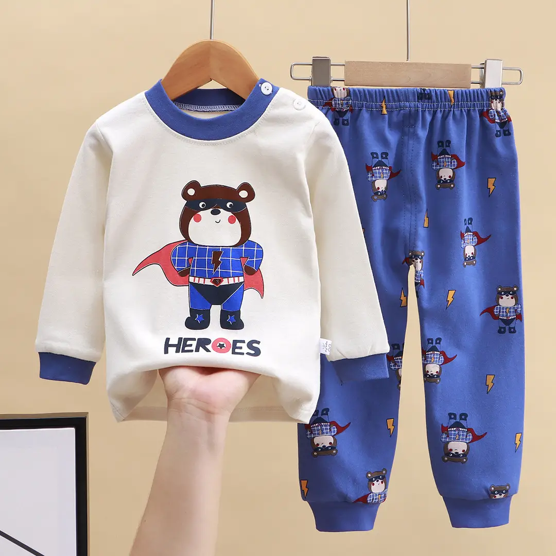 Children's Underwear Set Pure Cotton New Boys Autumn Pajamas Female Baby Autumn Clothes Autumn Pants Home Clothes Children's Clothing Wholesale
