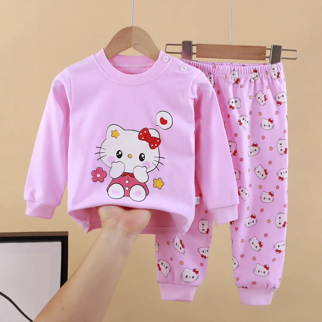 Children's Underwear Set Pure Cotton New Boys Autumn Pajamas Female Baby Autumn Clothes Autumn Pants Home Clothes Children's Clothing Wholesale