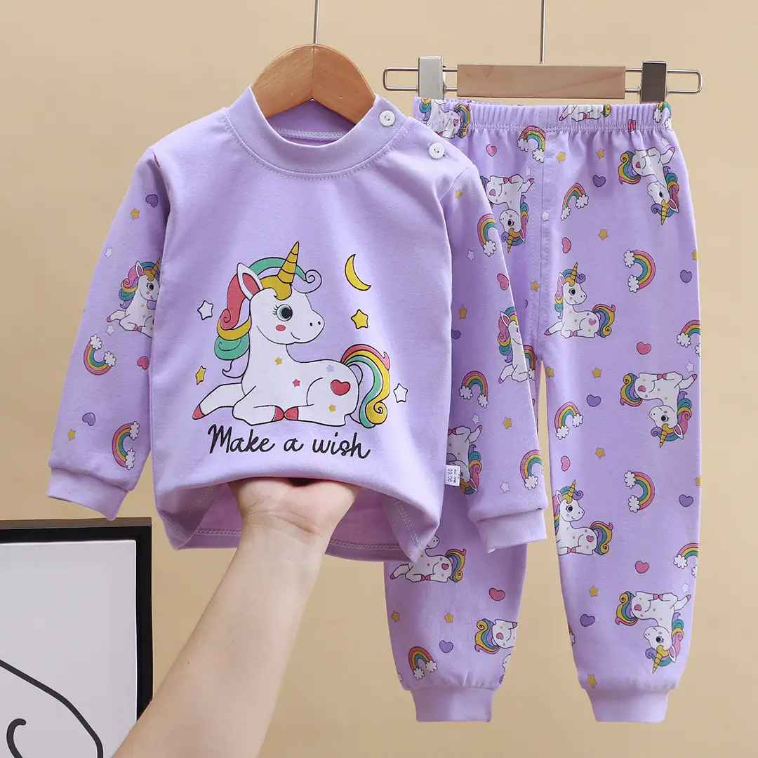 Children's Underwear Set Pure Cotton New Boys Autumn Pajamas Female Baby Autumn Clothes Autumn Pants Home Clothes Children's Clothing Wholesale