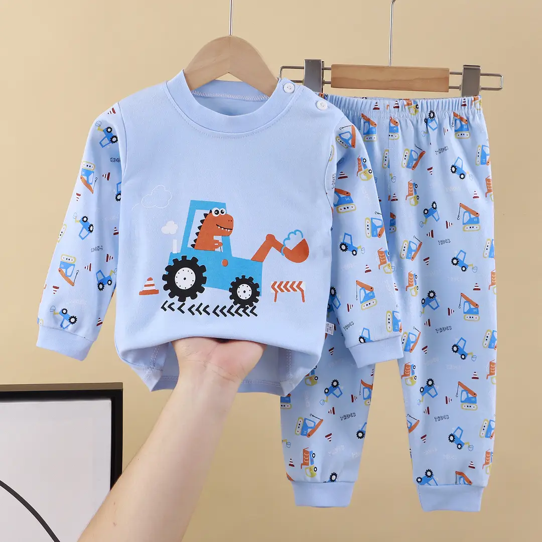 Children's Underwear Set Pure Cotton New Boys Autumn Pajamas Female Baby Autumn Clothes Autumn Pants Home Clothes Children's Clothing Wholesale