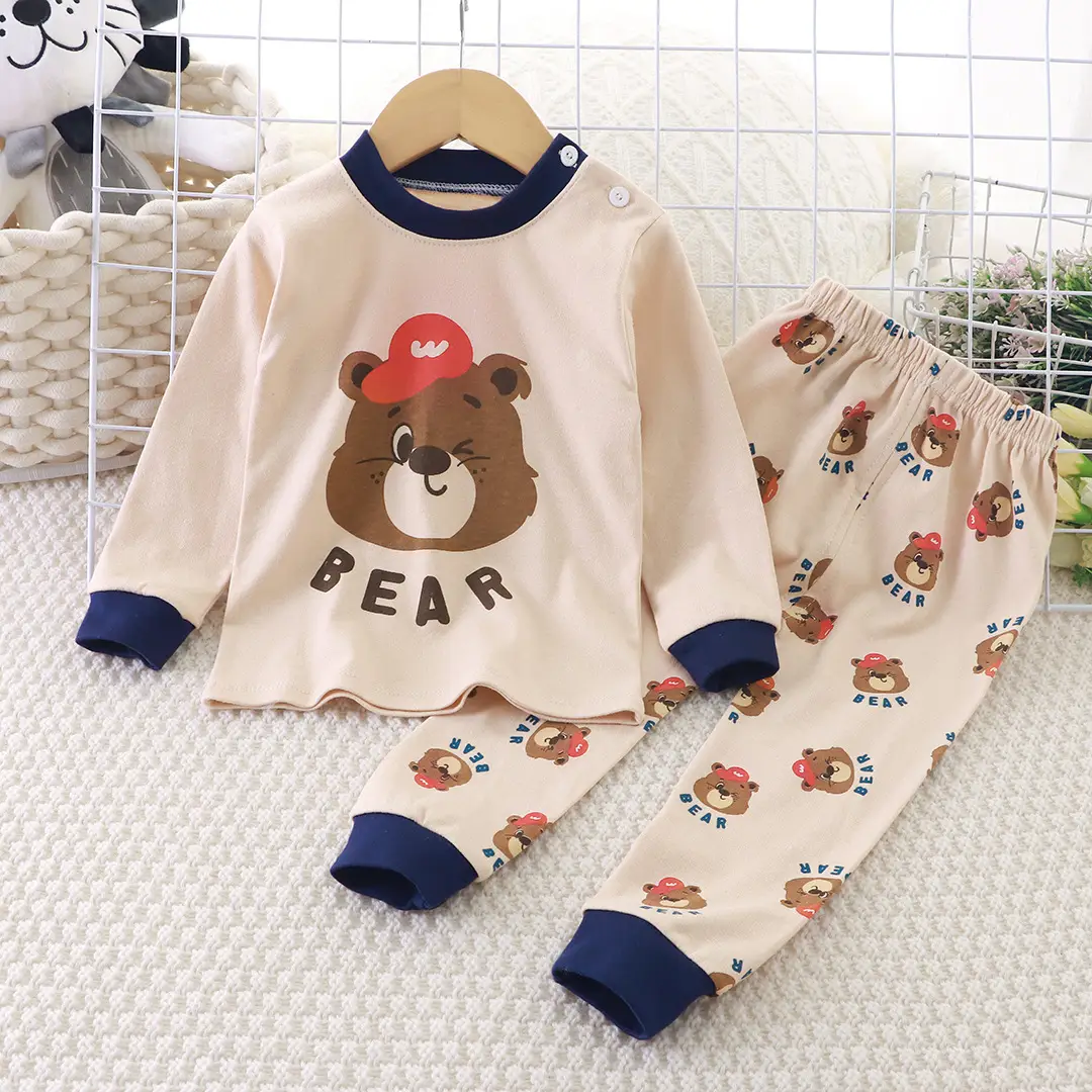 Children's Underwear Set Pure Cotton New Boys Autumn Pajamas Female Baby Autumn Clothes Autumn Pants Home Clothes Children's Clothing Wholesale