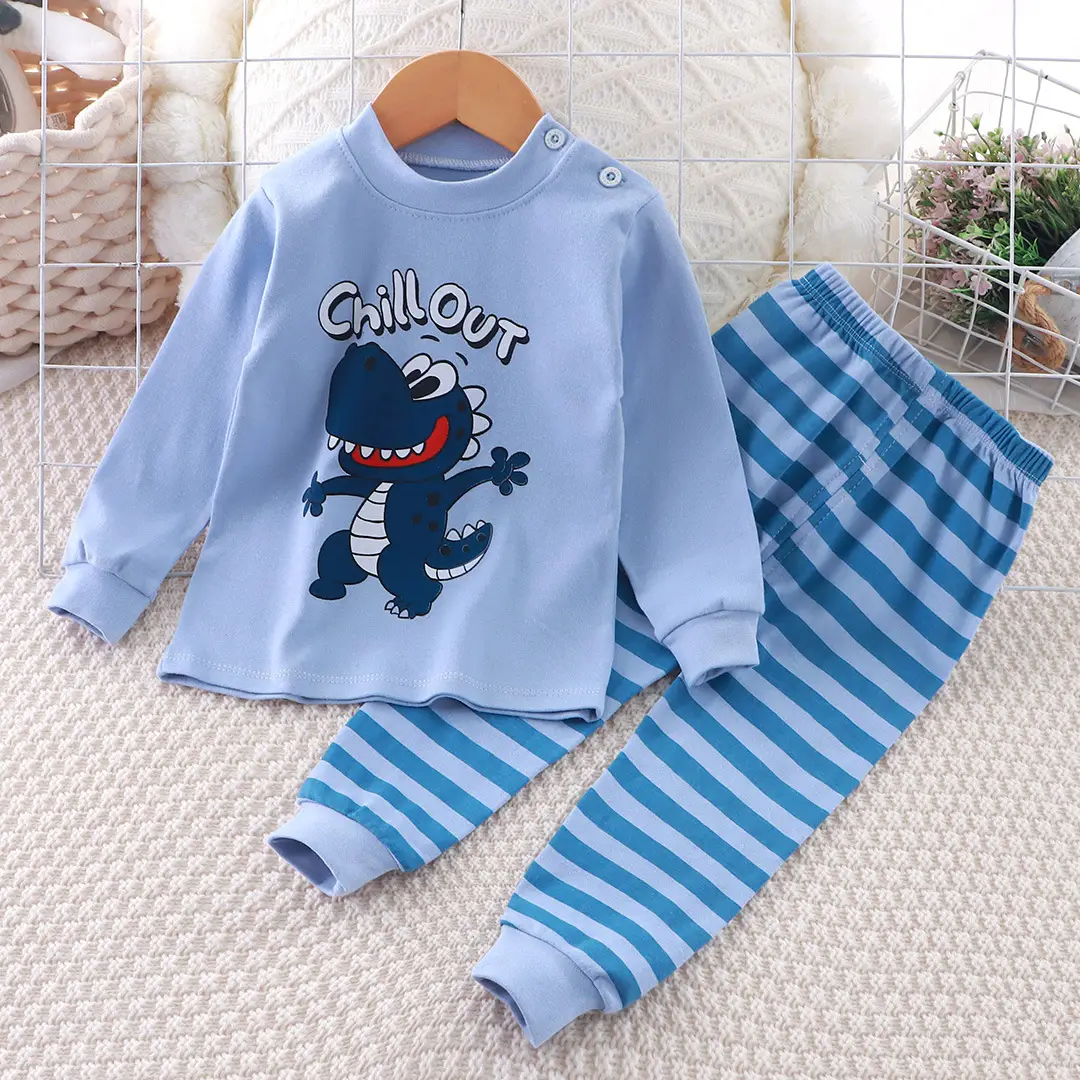 Children's Underwear Set Pure Cotton New Boys Autumn Pajamas Female Baby Autumn Clothes Autumn Pants Home Clothes Children's Clothing Wholesale