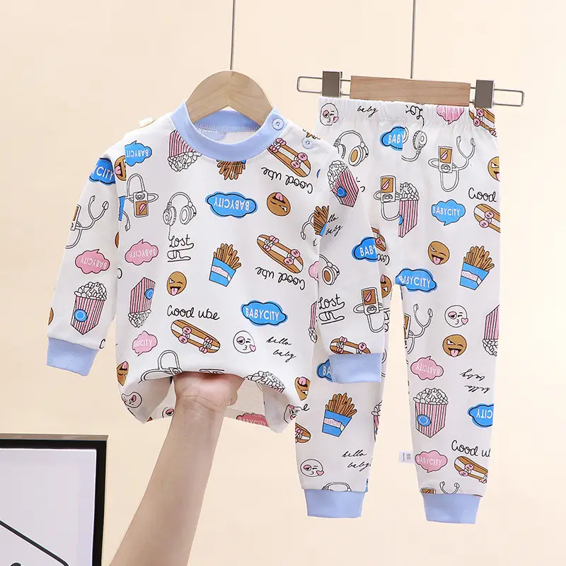 Children's Underwear Set Pure Cotton New Boys Autumn Pajamas Female Baby Autumn Clothes Autumn Pants Home Clothes Children's Clothing Wholesale